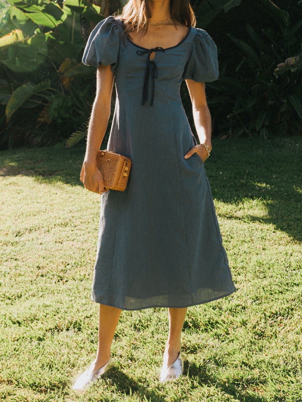 Böhme Blue Gingham Midi Dress